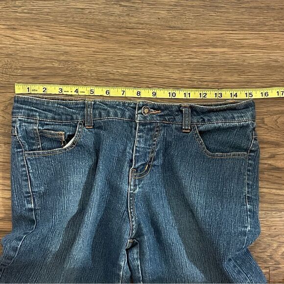 Vintage Playboy Flare Jeans With Factory Fading Blue Size 7 - Picture 5 of 9